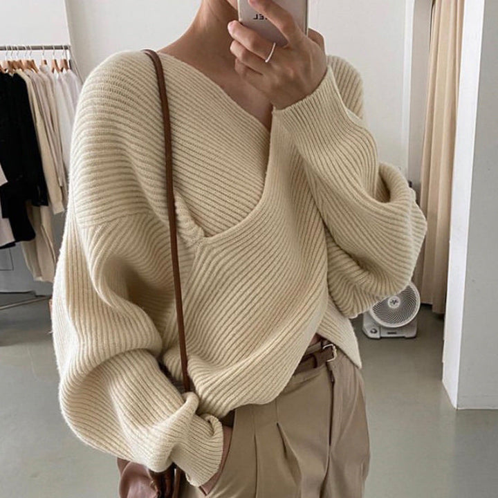 Lefèvre™ Pull en tricot croisé chic