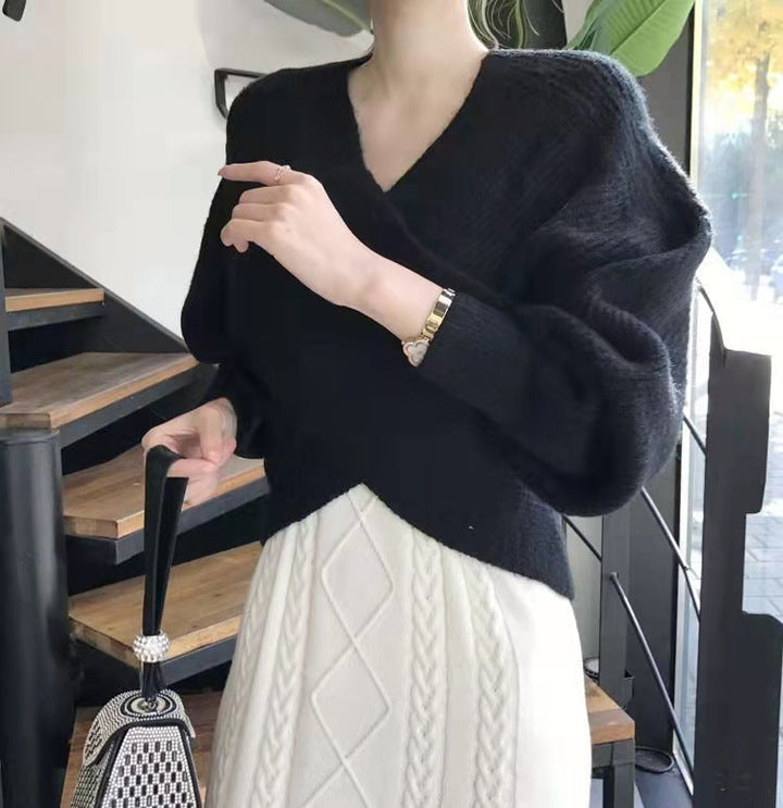 Lefèvre™ Pull en tricot croisé chic