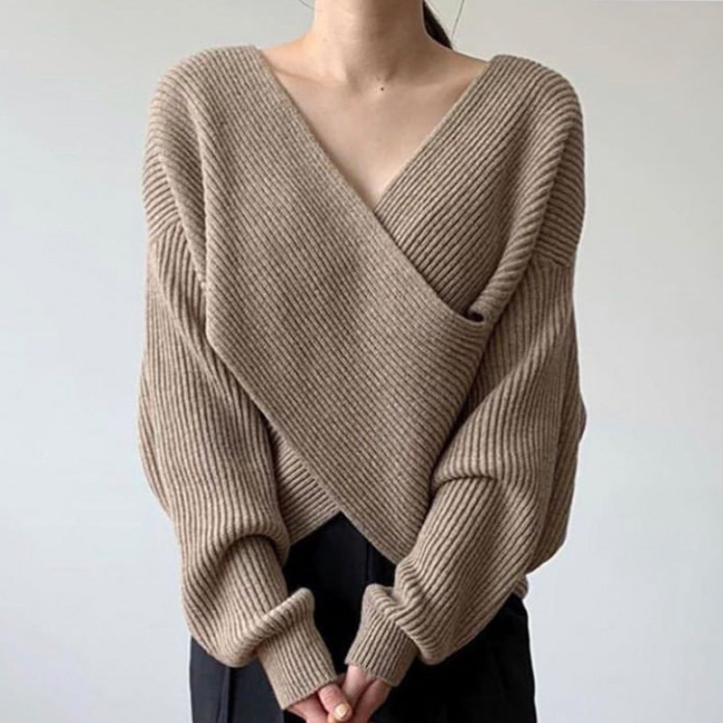 Lefèvre™ Pull en tricot croisé chic