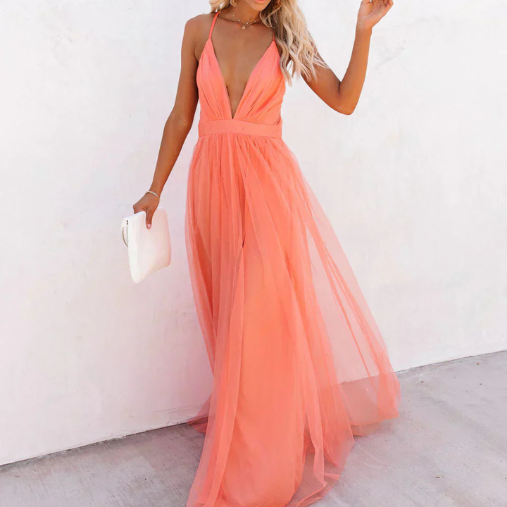 Lefèvre™ Robe Maxi Lumière Corail