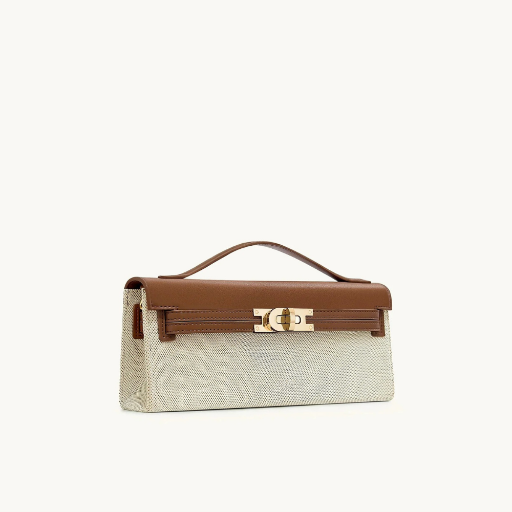 Lefèvre™ Sac à main à poignée supérieure Clémence - Toile marron