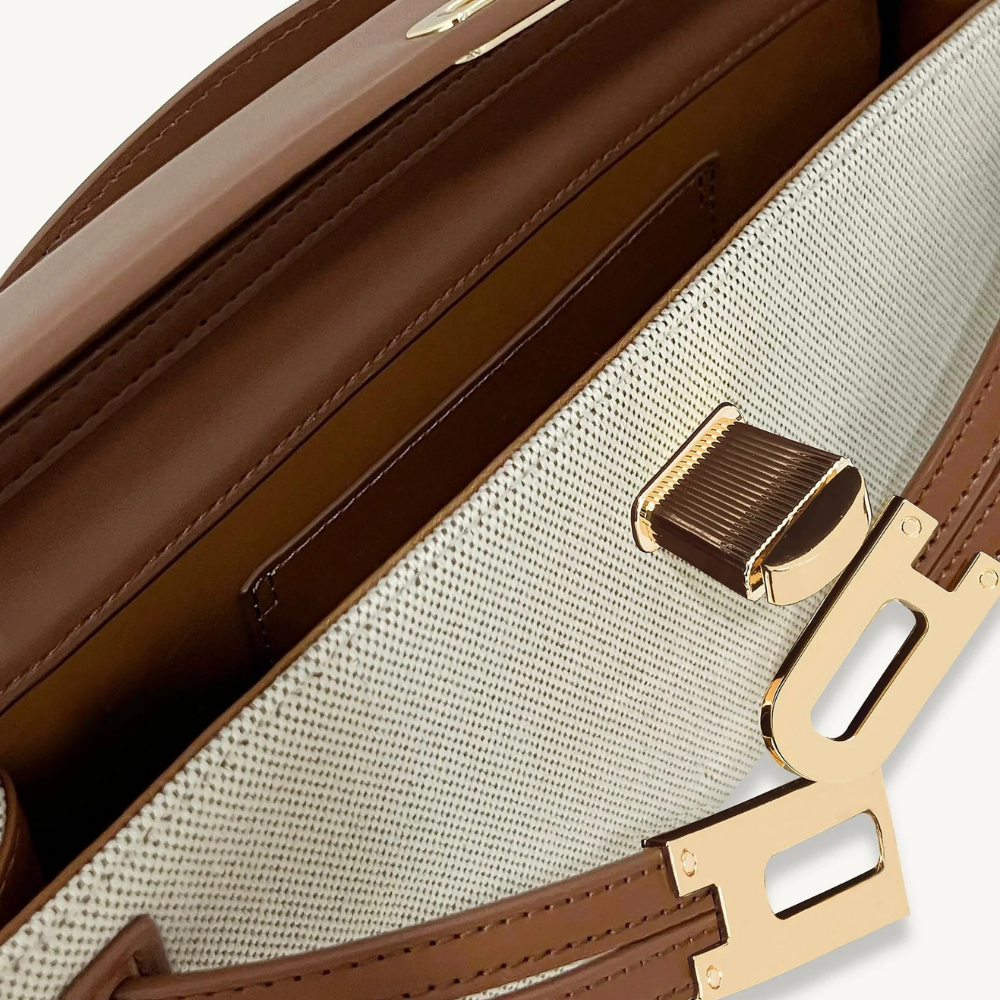 Lefèvre™ Sac à main à poignée supérieure Clémence - Toile marron
