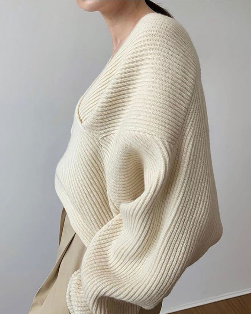 Lefèvre™ Pull en tricot croisé chic