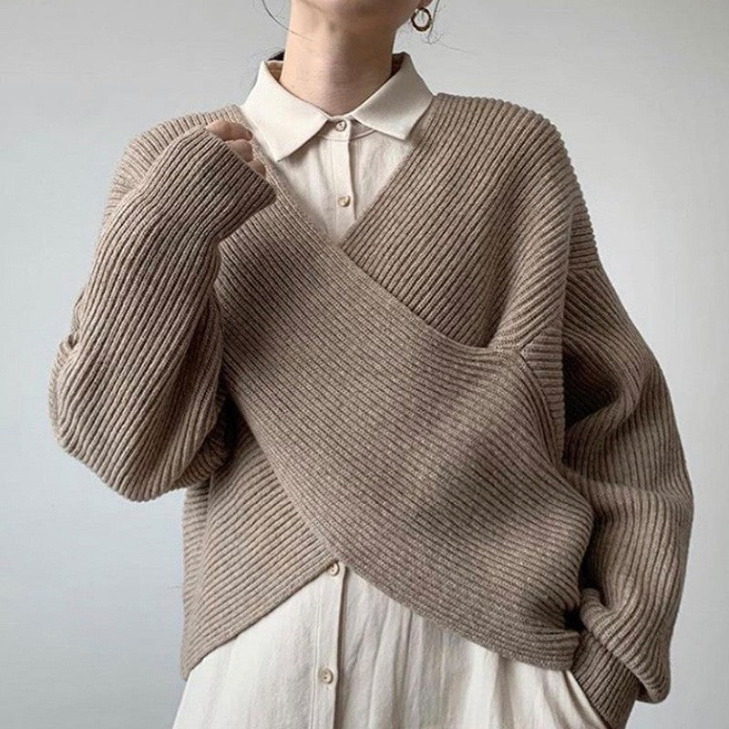 Lefèvre™ Pull en tricot croisé chic