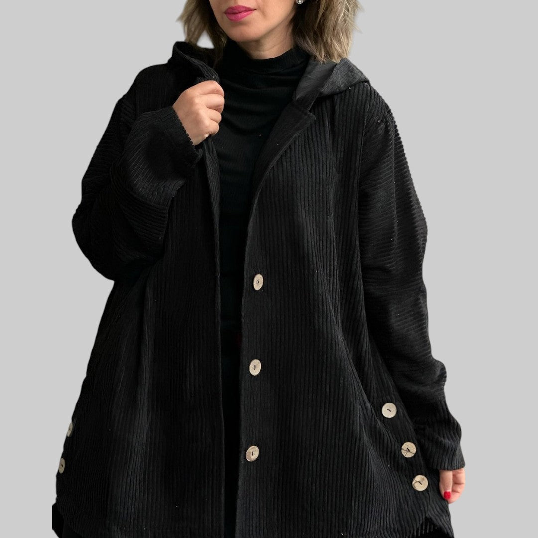 Lefèvre™ Veste Matelassée en Velours Côtelé avec Capuche