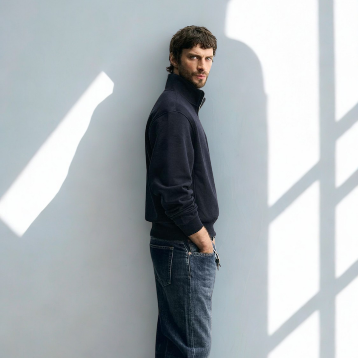 Lefèvre™ Sweat Zippé Paris - Bleu marine