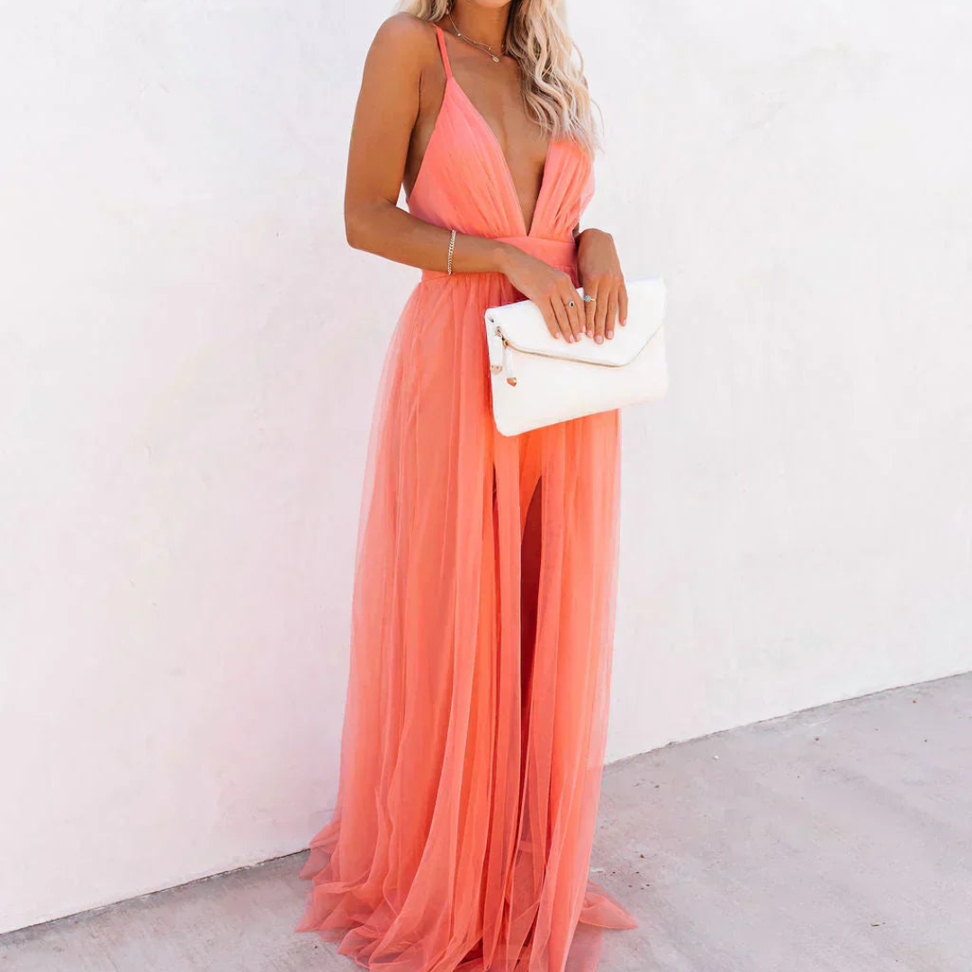 Lefèvre™ Robe Maxi Lumière Corail