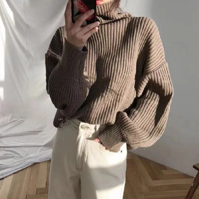 Lefèvre™ Luxe Pull à col roulé et à manches ballon