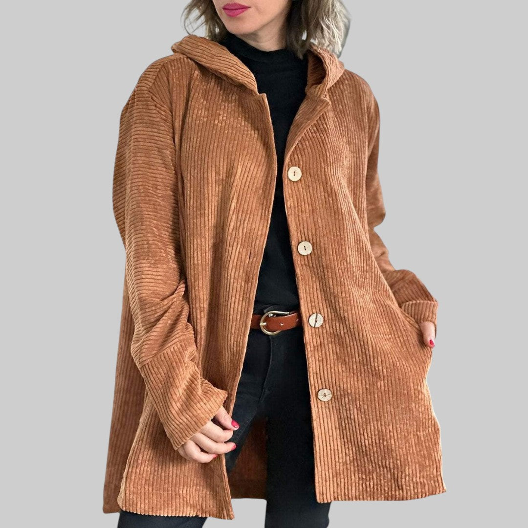 Lefèvre™ Veste Matelassée en Velours Côtelé avec Capuche