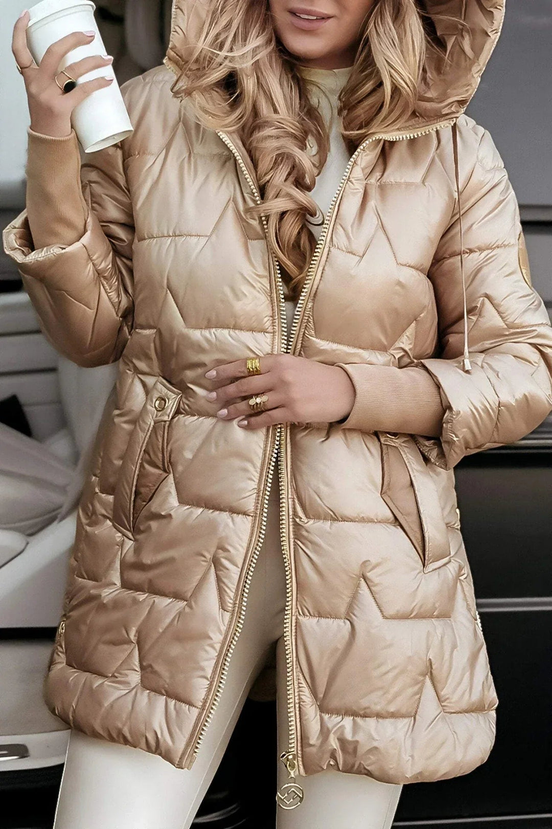 Lefèvre™ Manteau d’hiver élégant avec capuche