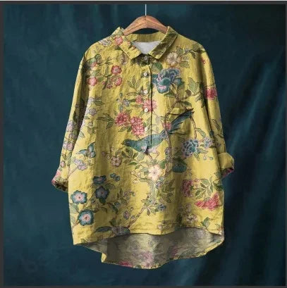 Lefèvre™ Blouse légère à imprimé raffiné avec col classique