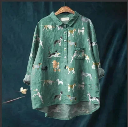 Lefèvre™ Blouse légère à imprimé raffiné avec col classique