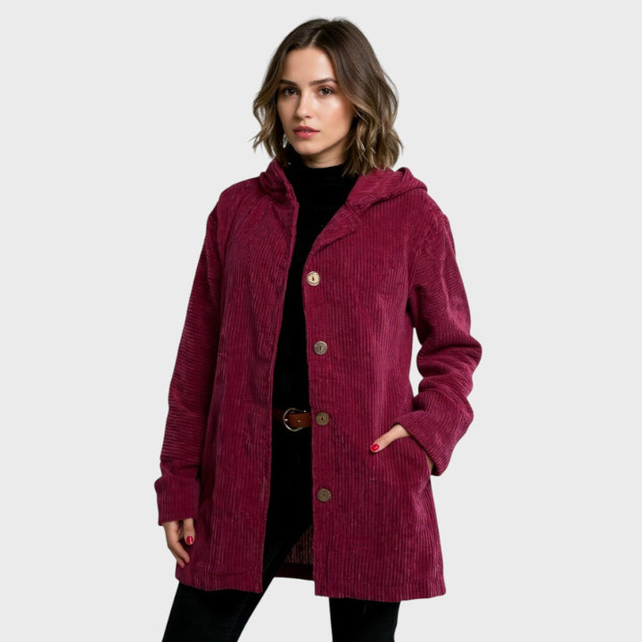 Lefèvre™ Veste Matelassée en Velours Côtelé avec Capuche