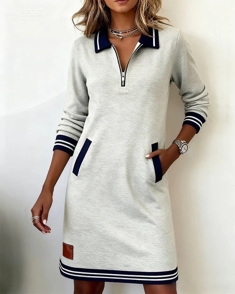 Lefèvre™ Robe Chic À Manches Longues En Coton